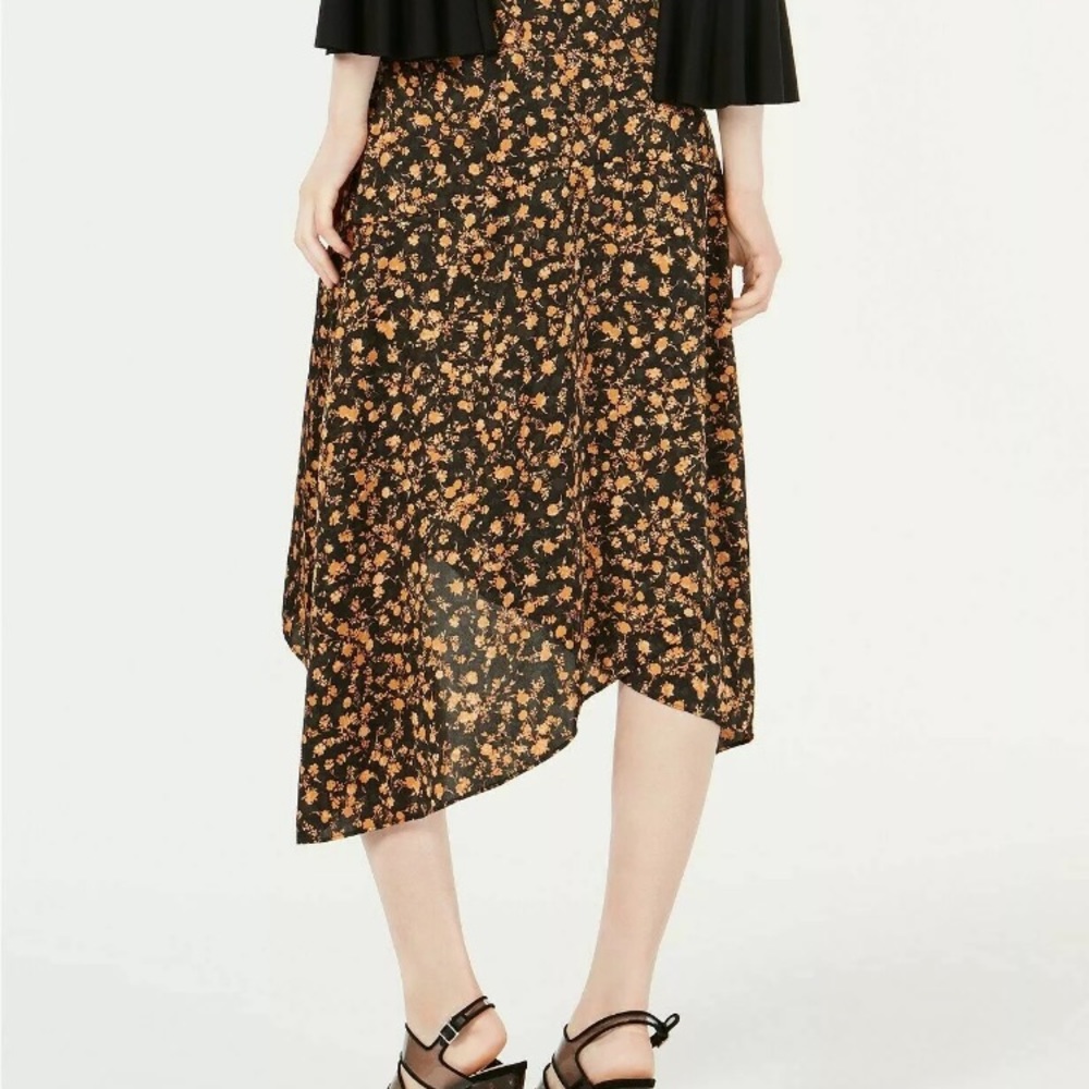 Bar III Ruffled Asymmetrical Maxi Skirt Blck